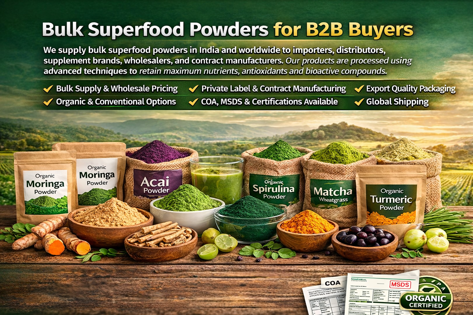 Bulk superfood powders for B2B buyers